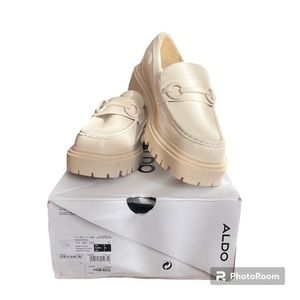 Aldo White Platform Slip On Loafers Size 9